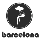 Barcelona wine bar logo with a stylized human figure inside a circle