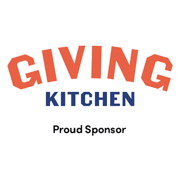 Giving Kitchen Proud Sponsor logo in orange and navy text