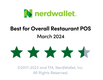 Nerdwallet Best of Overall Restaurant POS award received by SpotOn