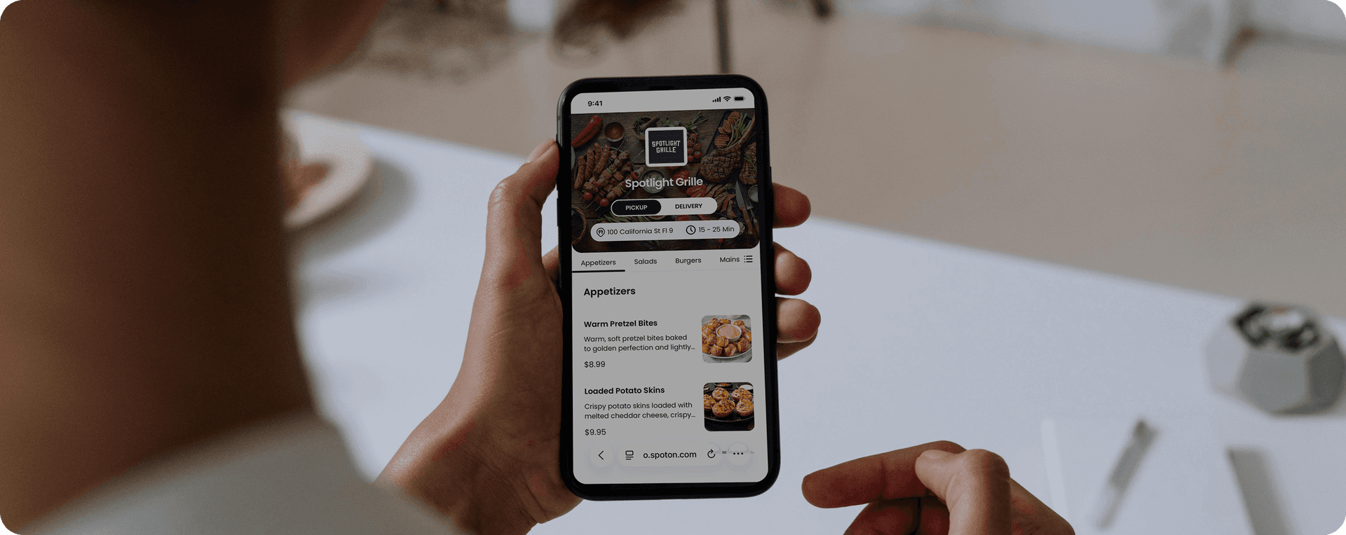 Online order picked up by customer at a restaurant