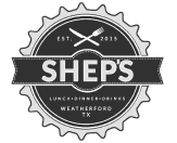 Sheps with crossed tools in circular gear emblem, established 2013
