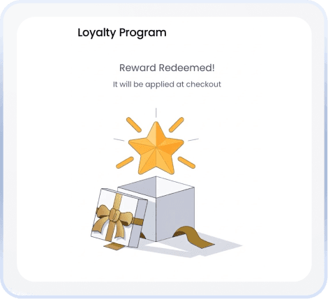A happy customer earns a free loyalty reward at a small business